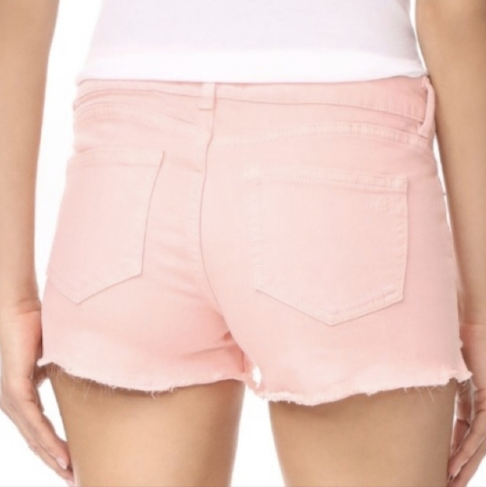 DL1961 Renee Cutoff Denim Shorts In Hibiscus Pastel Pink - Picture 2 of 12